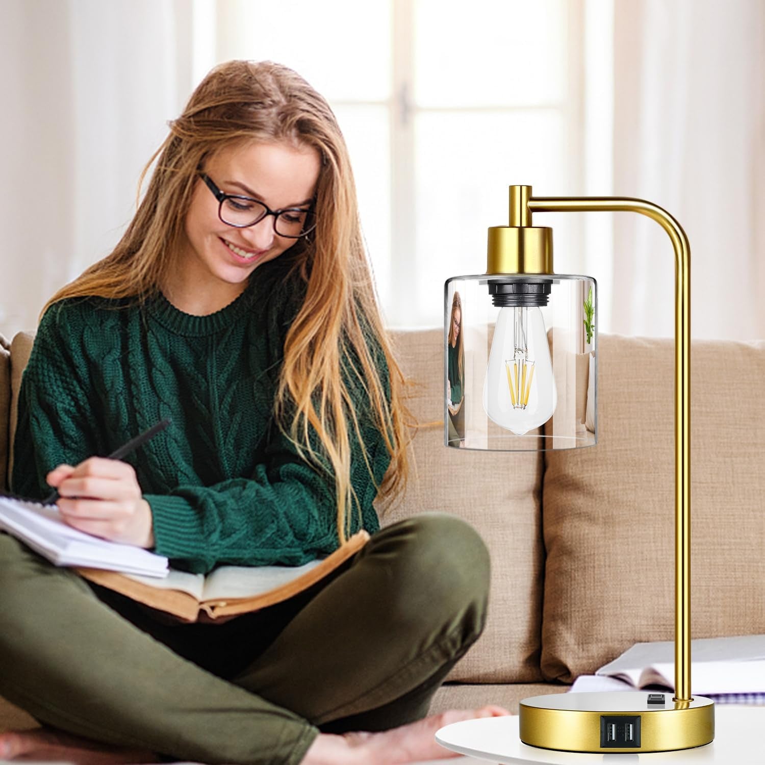 Touch Control Bedside Lamps with USB Ports (2-Pack)