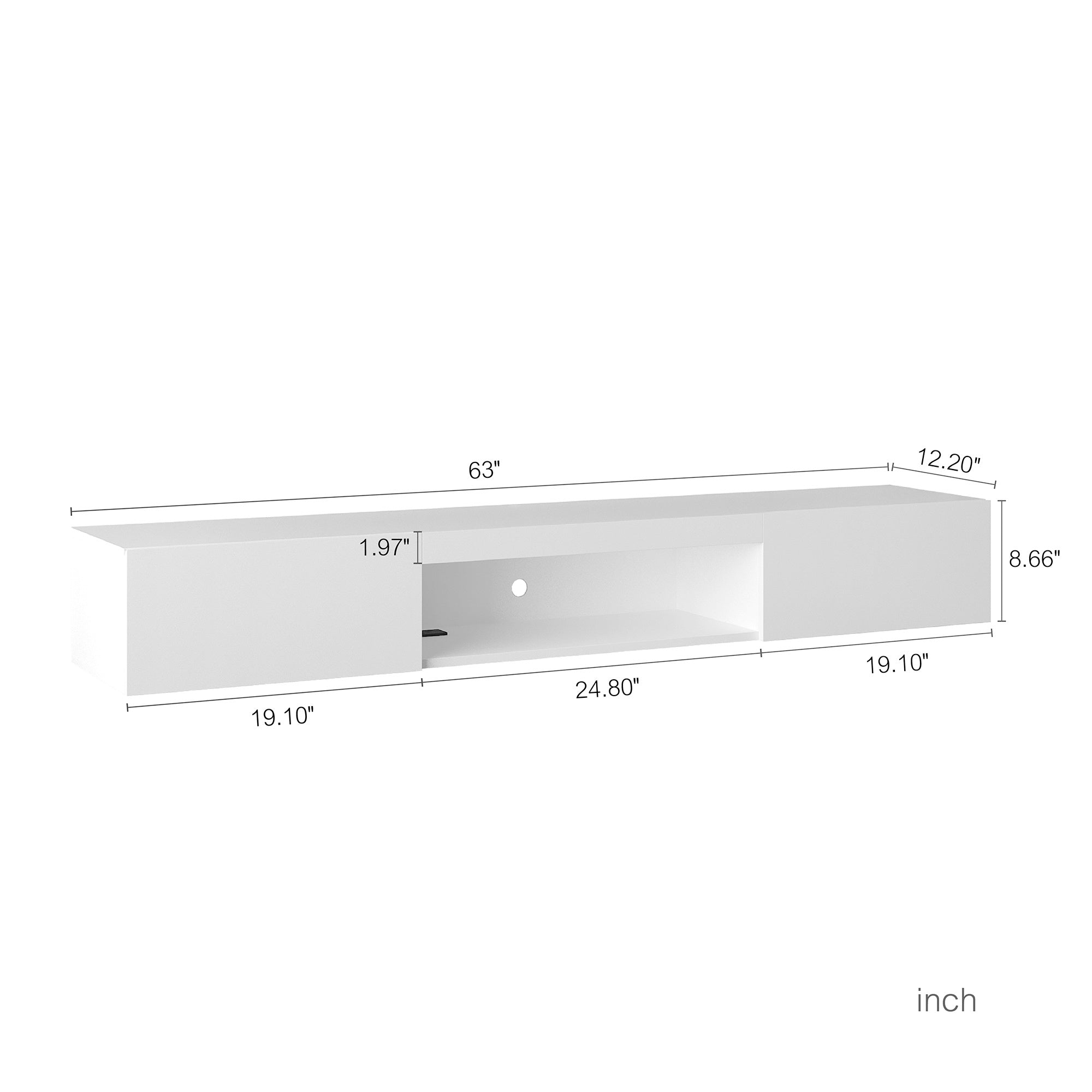 Floating TV Wall Shelf with 16-Colour LED Lights — 55–65"