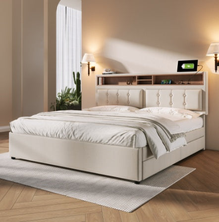 Upholstered Storage Bed with USB Charging