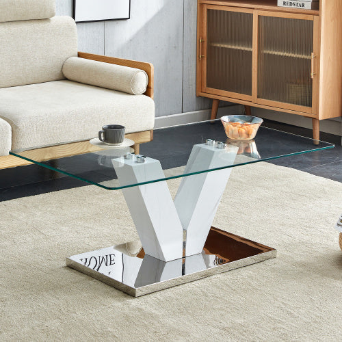 LuxeGlass™ – Moderne minimalistisk sofabord med hærdet glasplade &