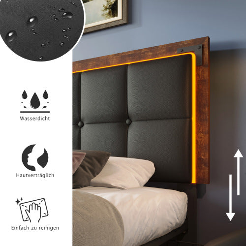 PU Belt, LED Strip And Bed Frame With 4 Drawers