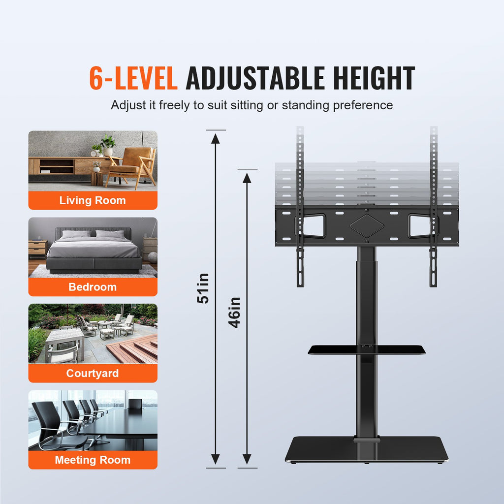 Swivel TV Stand Mount 32-65 Inch | Height Adjustable Floor Stand