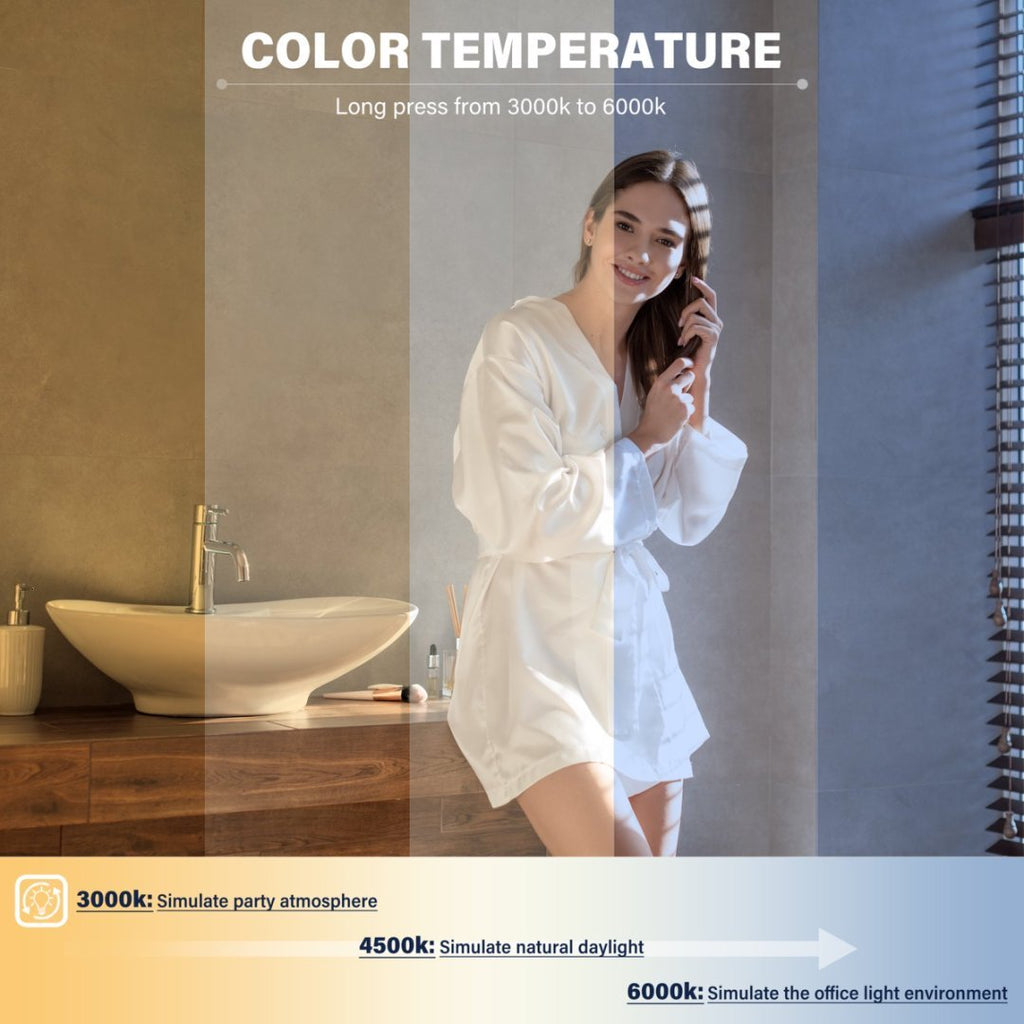 Smart LED Bathroom Mirror — Anti-Fog, Touch Control, 985 × 900mm