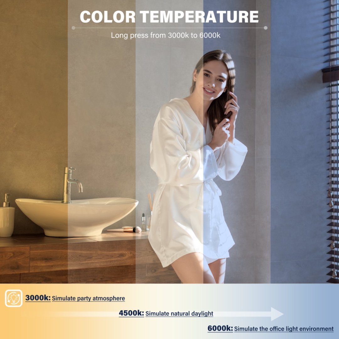 Smart LED Bathroom Mirror — Anti-Fog, Touch Control, 985 × 900mm