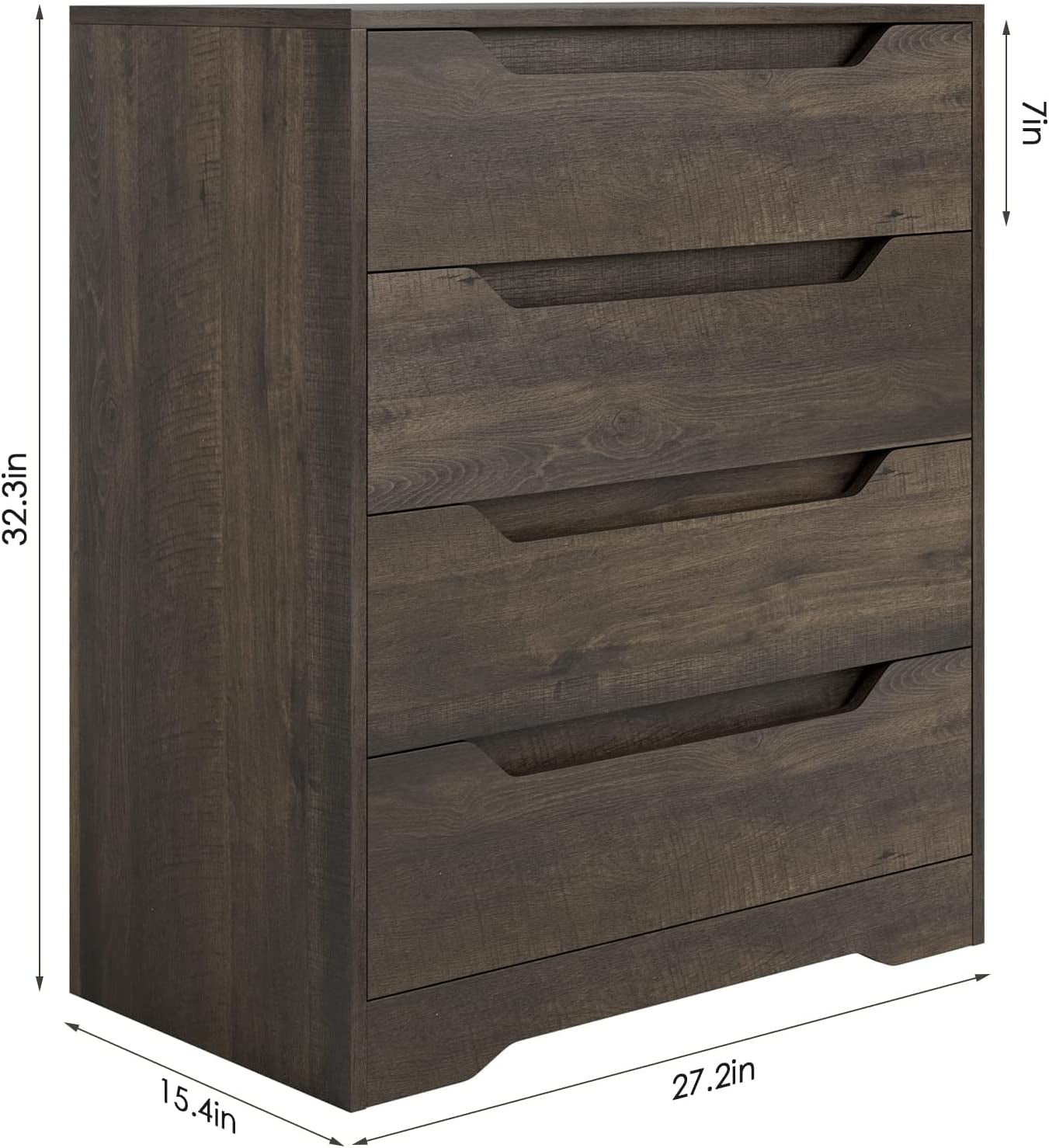 Dark Brown 4-Drawer Dresser