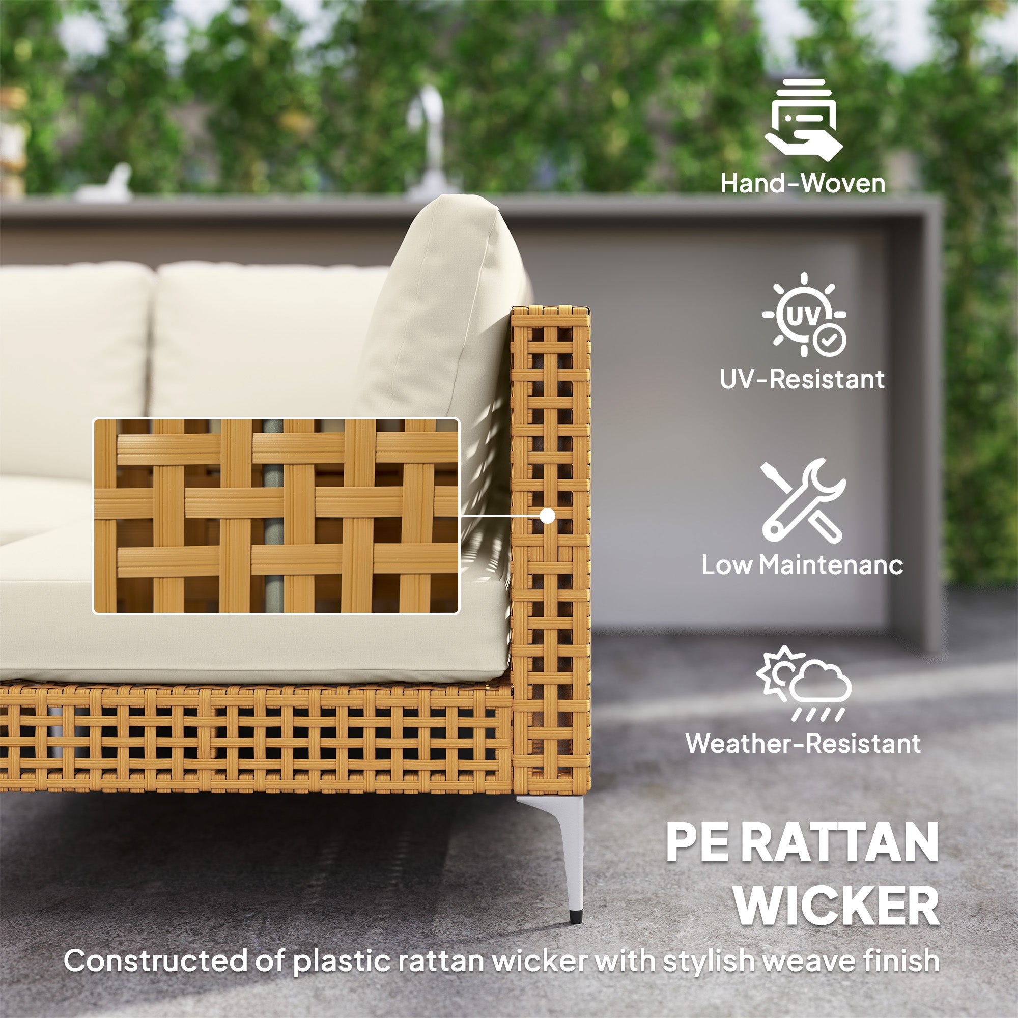 7-Piece Modular Wicker Patio Sectional Set with Coffee Table