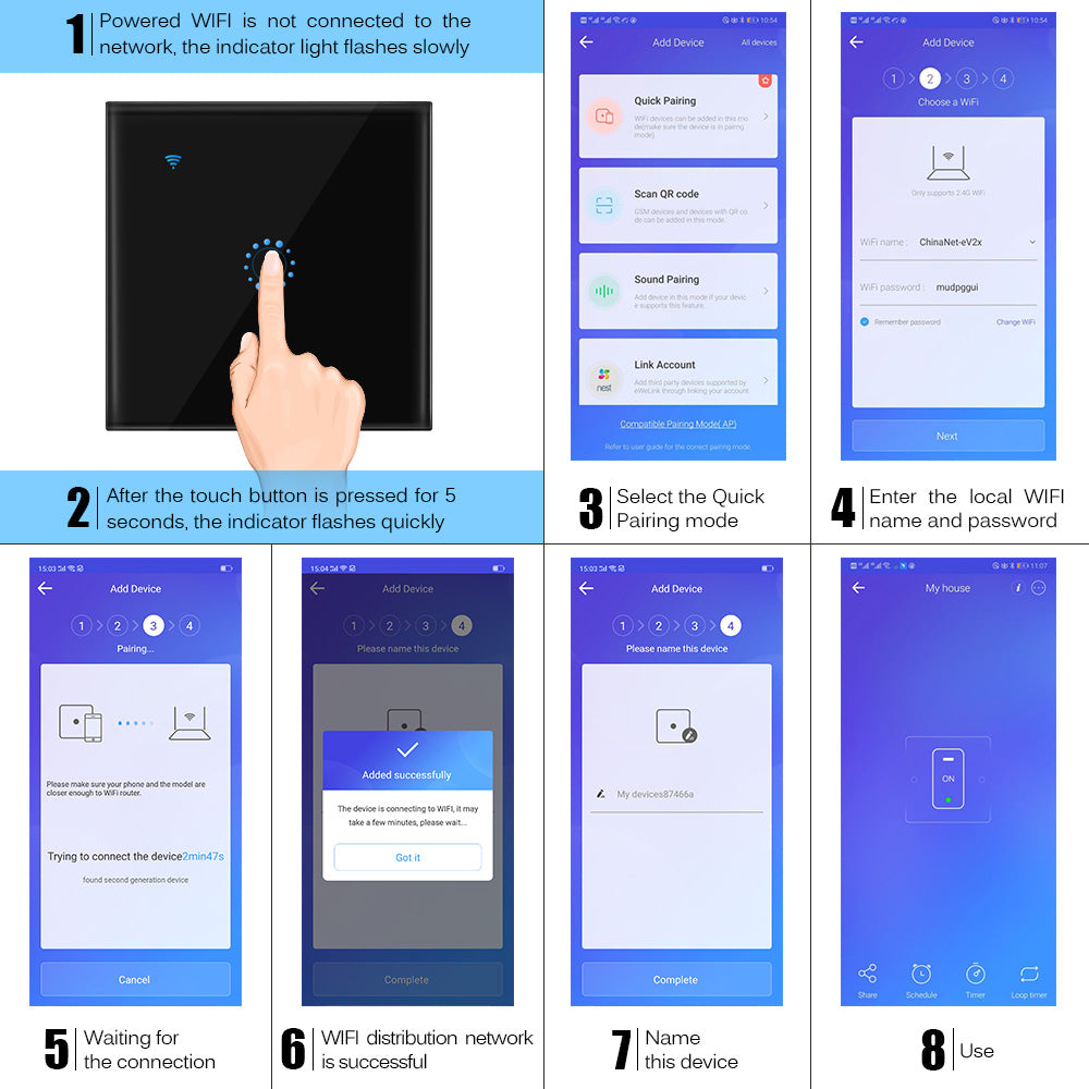 Smart WiFi Touch Switch – EU Standard
