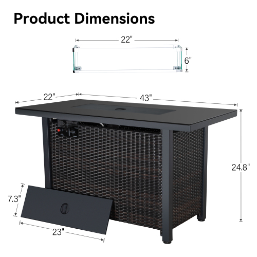 Propane Fire Pit Table with Rattan Surround & Lid