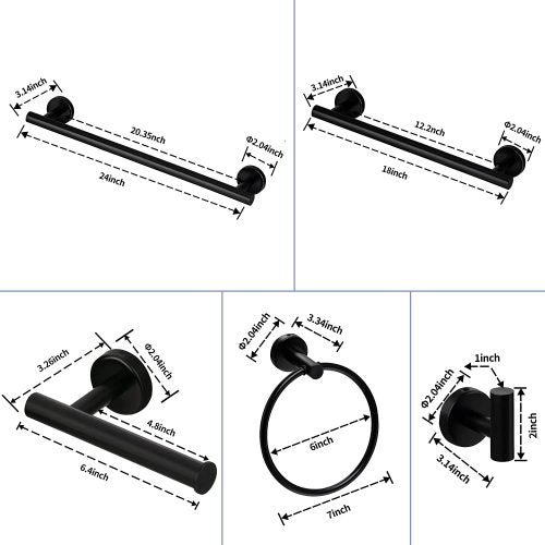 6-Piece Bathroom Towel Rack Set — Wall-Mounted