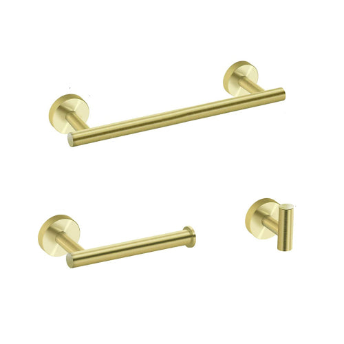 3-Piece Bathroom Hardware Set — Brushed Gold