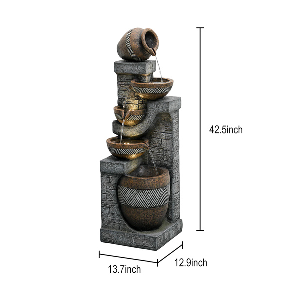 Garden Landscape Water Fountain with LED Lights