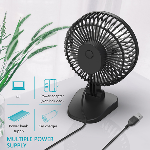 Mini USB Desk Fan — 3 Speed, Whisper Quiet