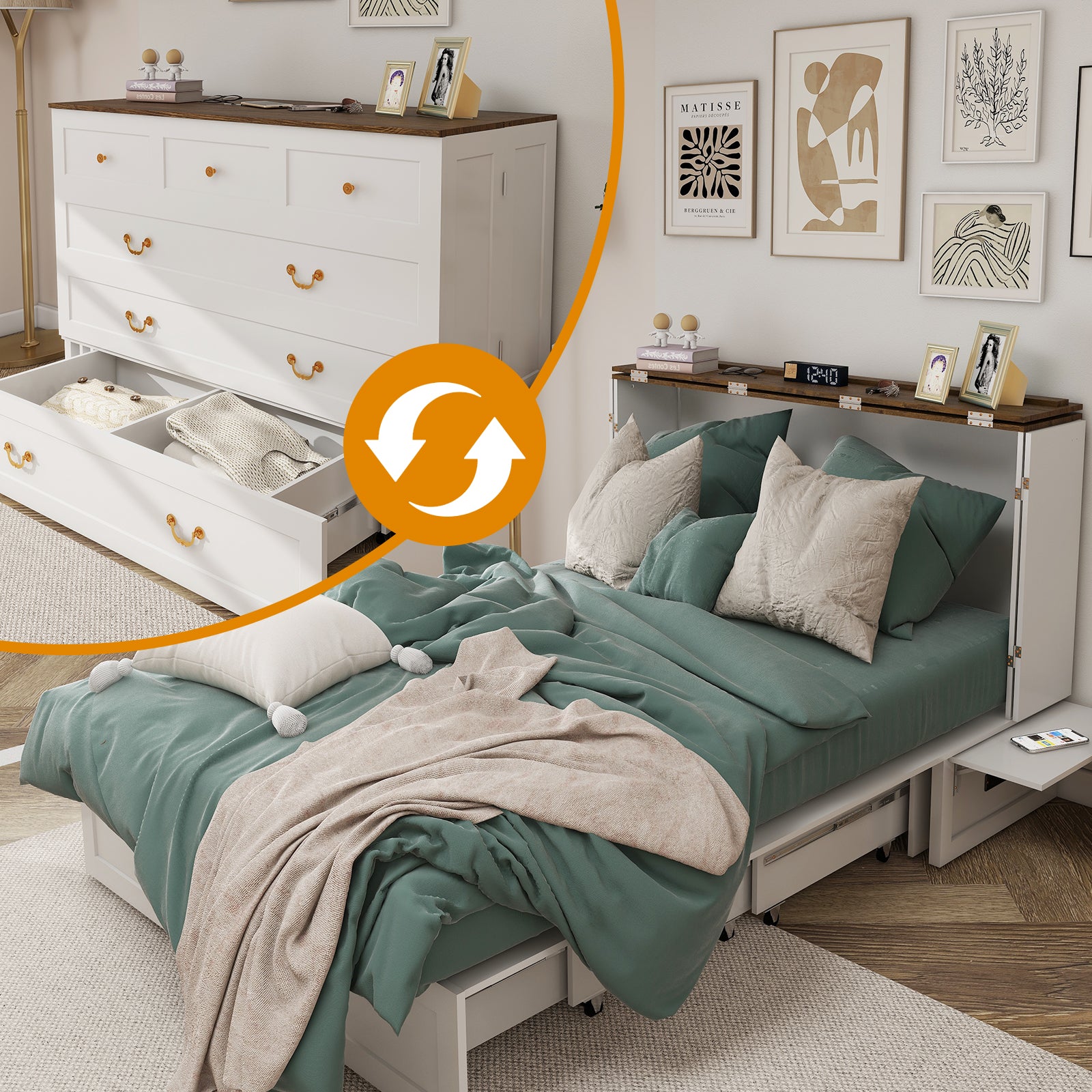 Murphy Cabinet Bed with Drawers