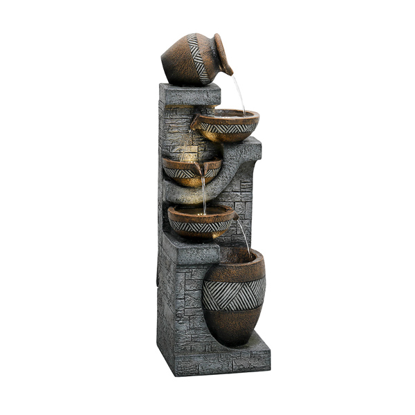 Garden Landscape Water Fountain with LED Lights