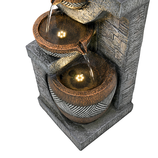 Garden Landscape Water Fountain with LED Lights