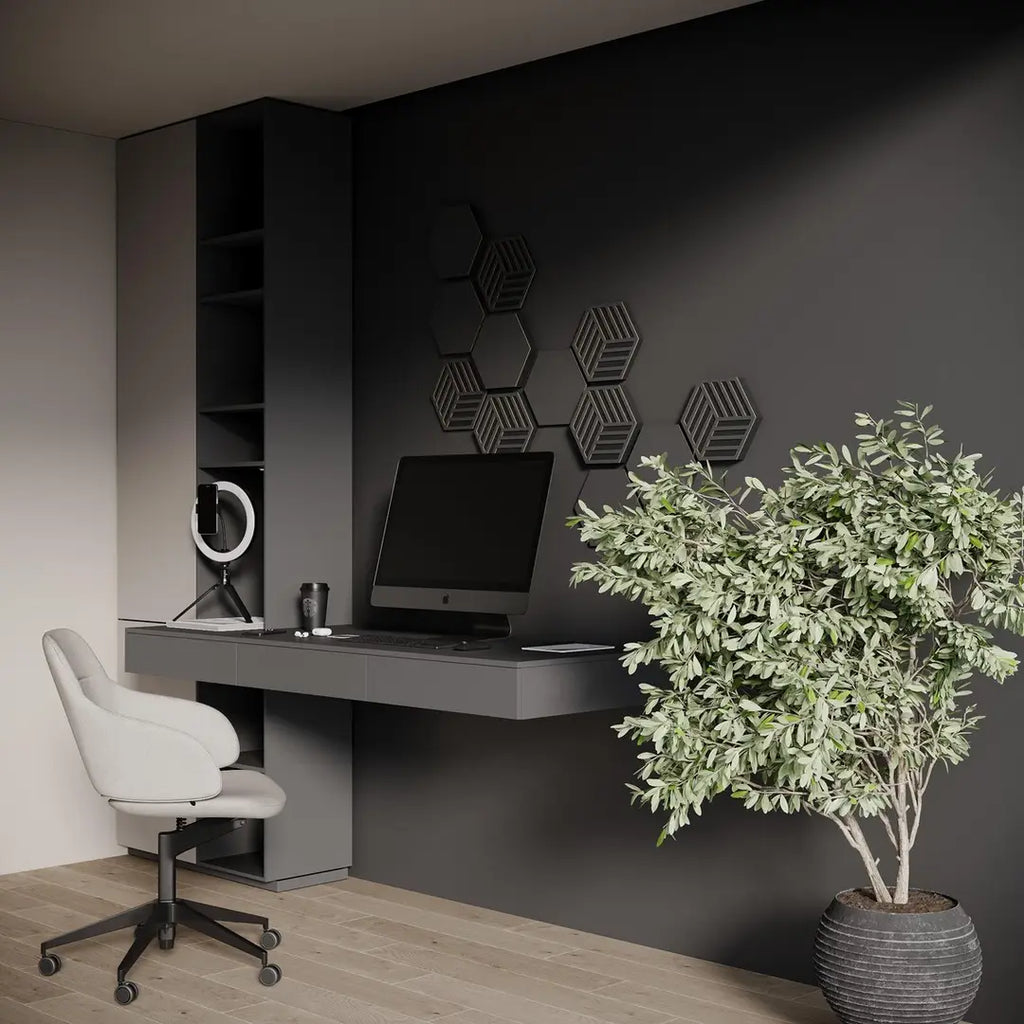 Acoustic Hexagon Wood Wall Panels — 3D Sound-Absorbing Decor