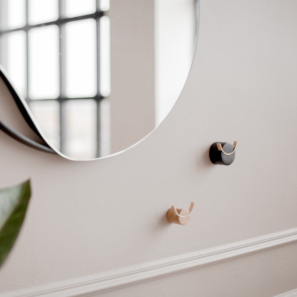 Oak Wood & Brass Wall Hook - Deer Design