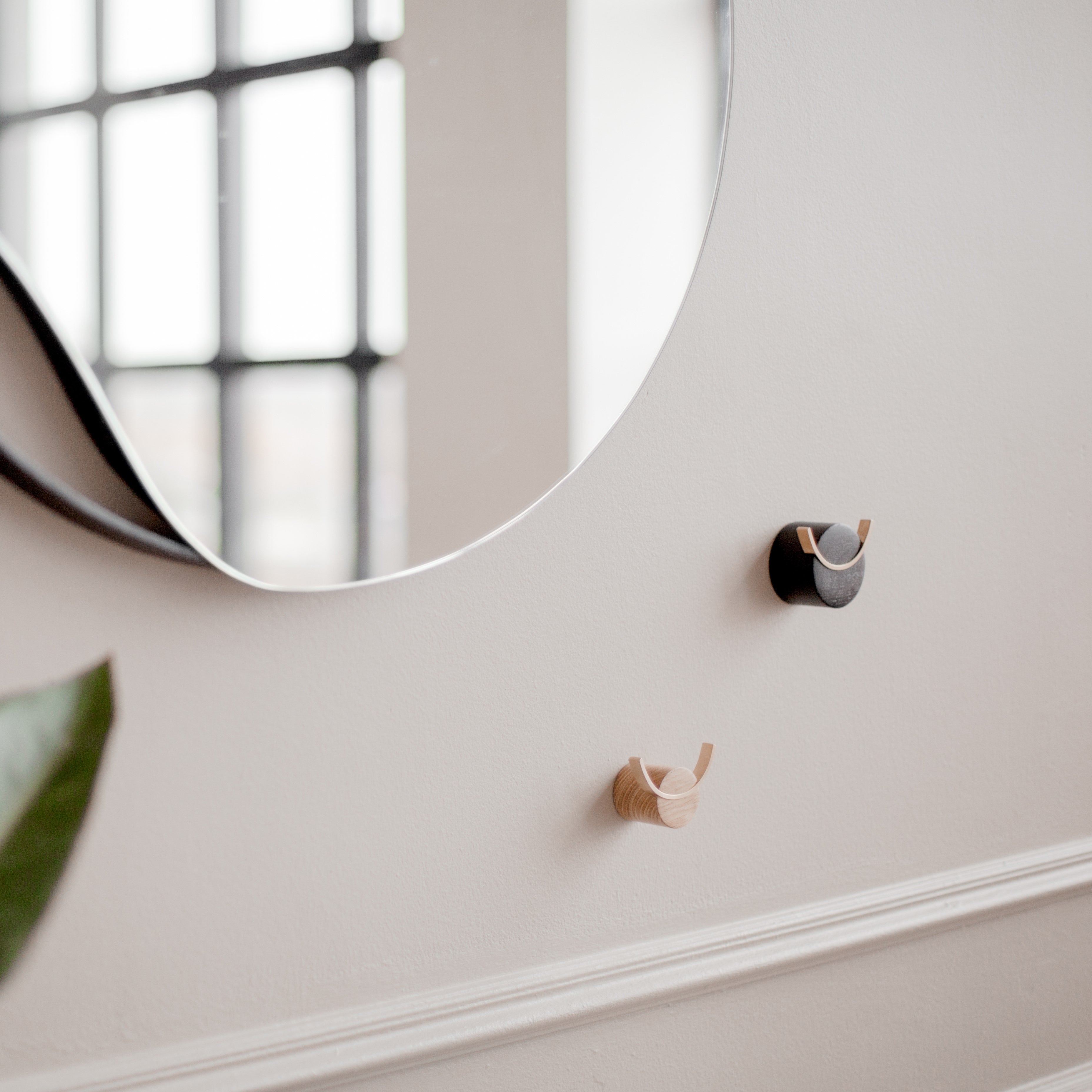 Oak Wood & Brass Wall Hook - Deer Design