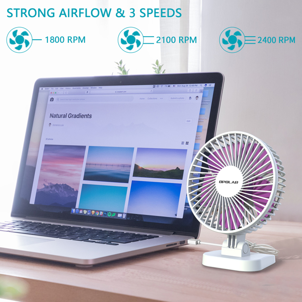 Mini USB Desk Fan — 3 Speed, Whisper Quiet