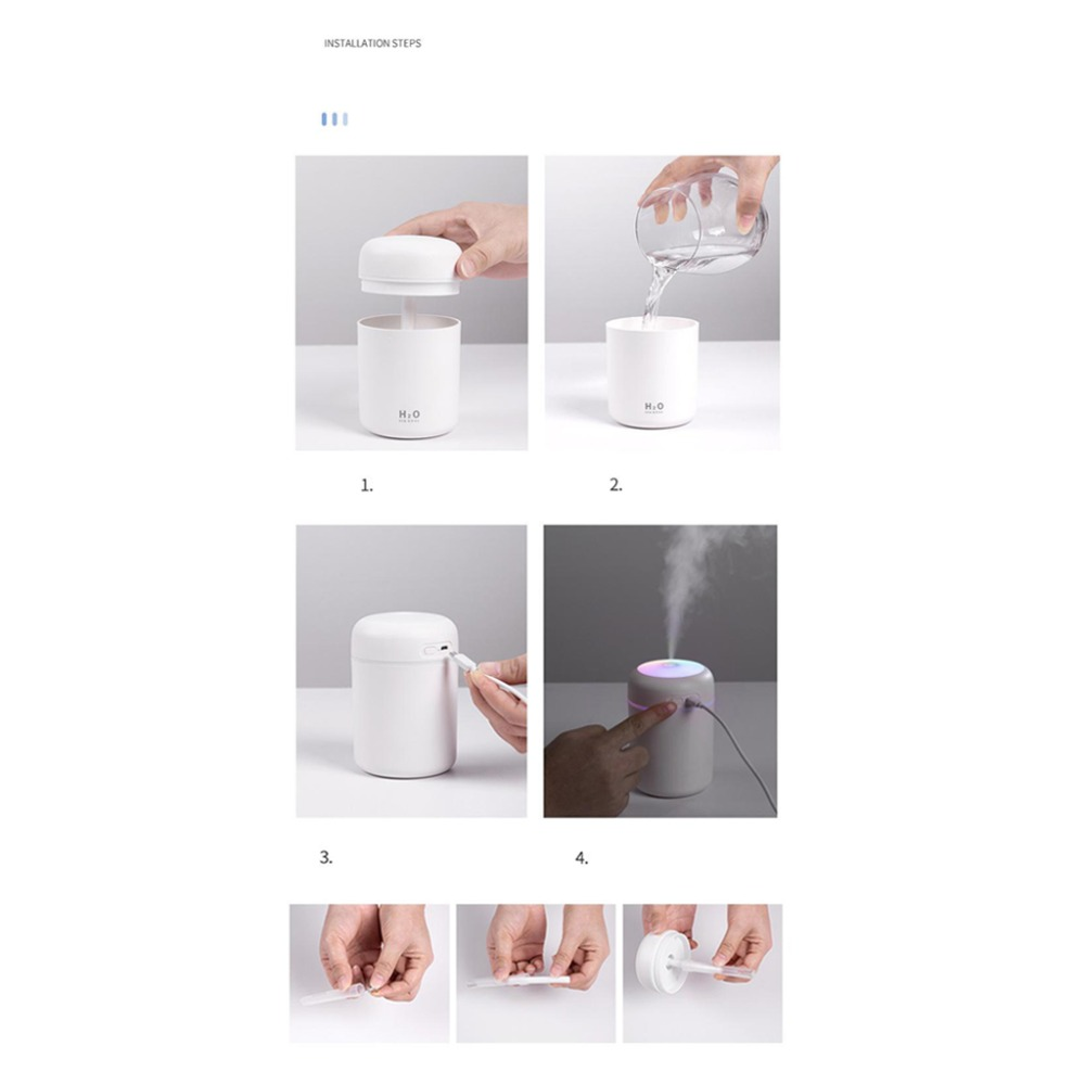 Portable Air Humidifier & Aroma Diffuser — 300ml with Night Light