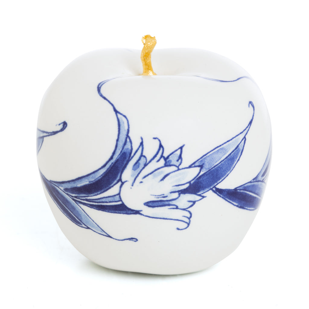 Royal Delft Ceramic Apple Sculpture with 24ct Gold Stem