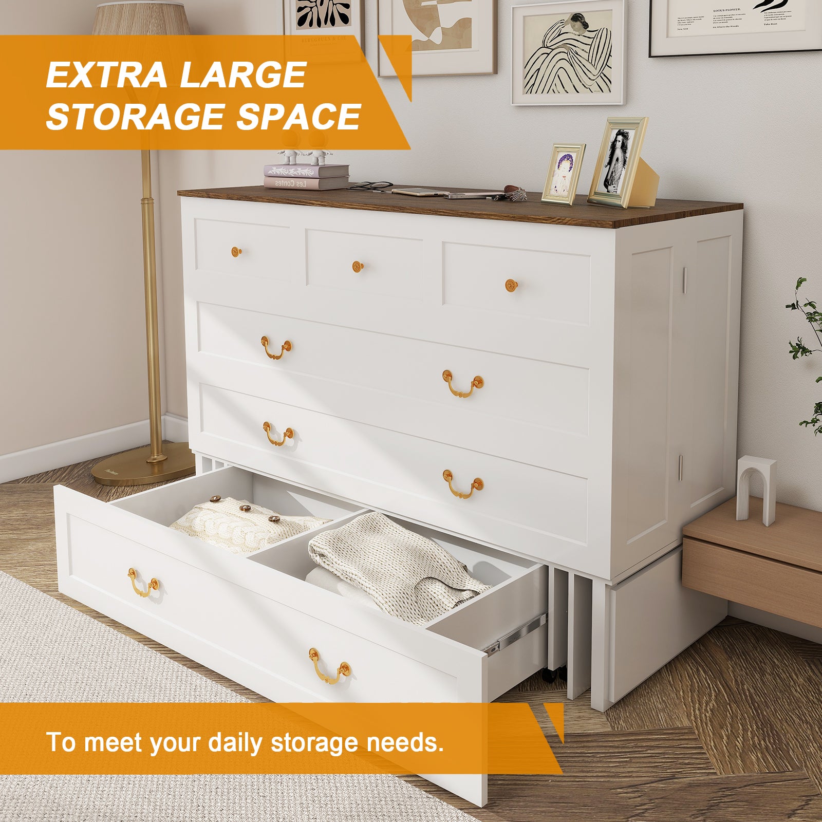 Murphy Cabinet Bed with Drawers