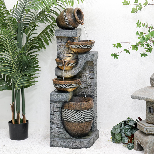 Garden Landscape Water Fountain with LED Lights