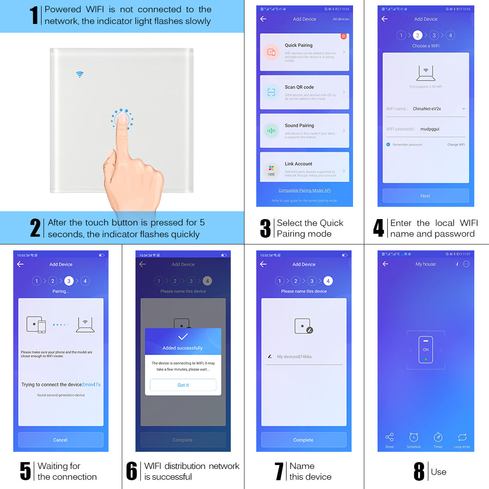 Smart WiFi Touch Switch – EU Standard