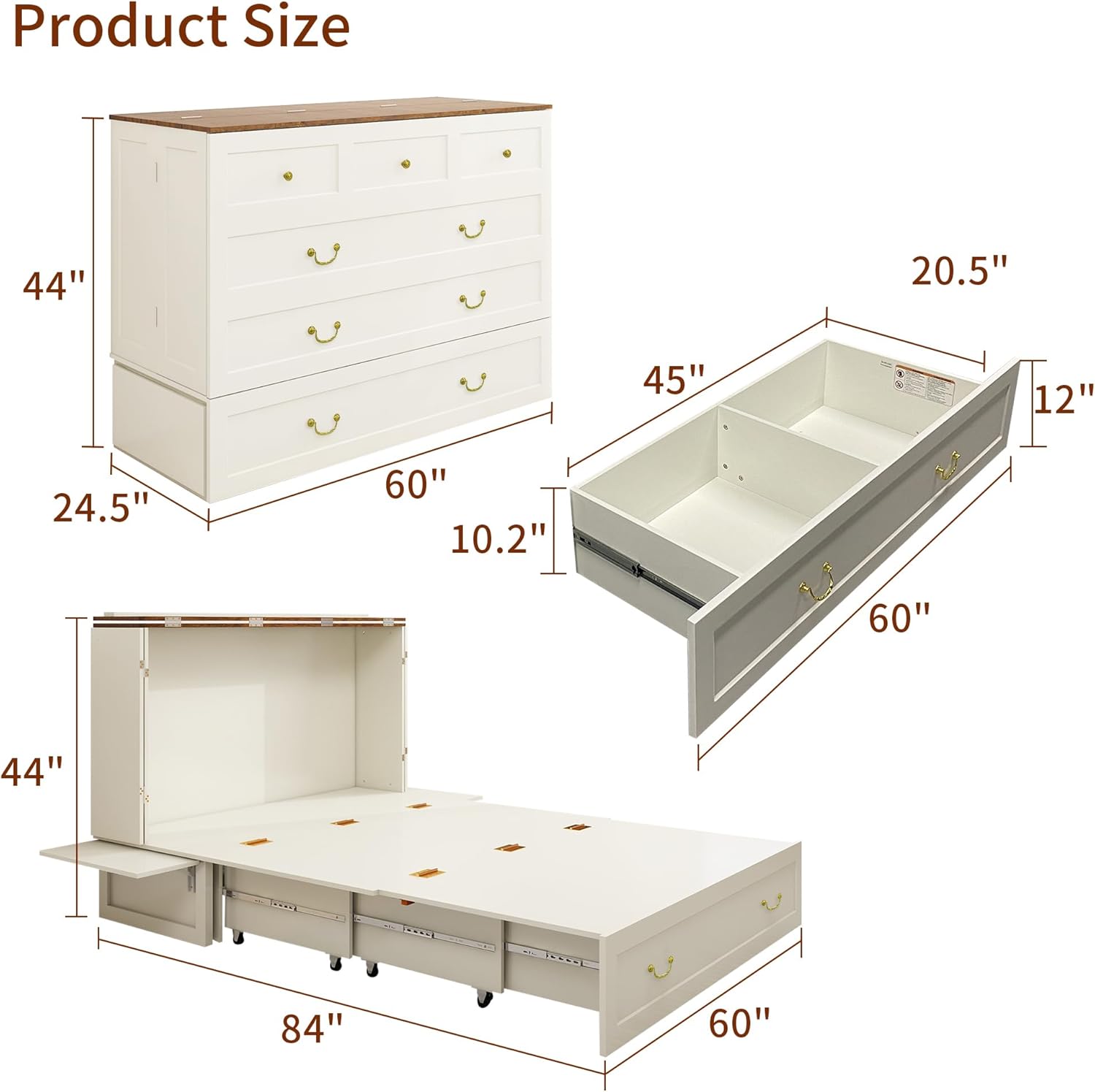 Murphy Cabinet Bed with Drawers