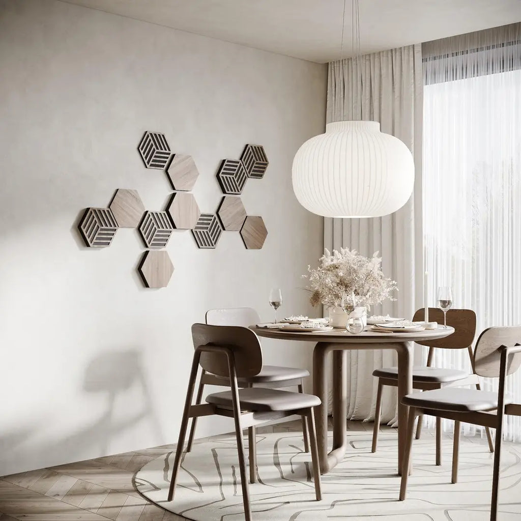 Acoustic Hexagon Wood Wall Panels — 3D Sound-Absorbing Decor