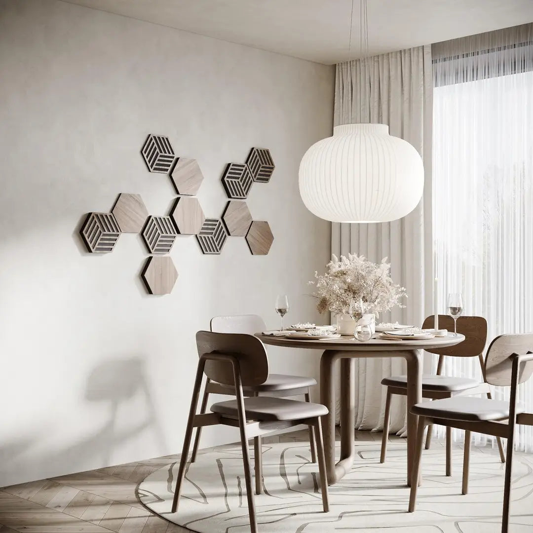 Acoustic Hexagon Wood Wall Panels — 3D Sound-Absorbing Decor