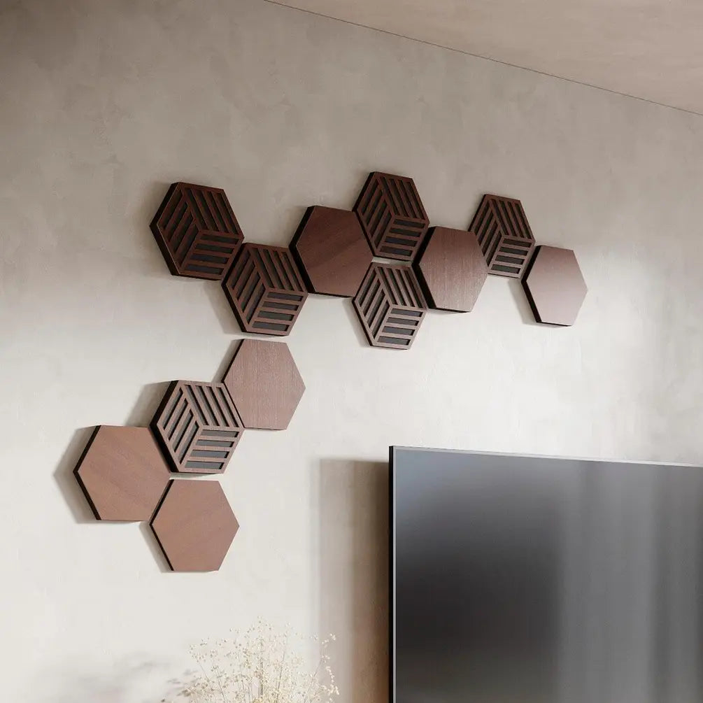 Acoustic Hexagon Wood Wall Panels — 3D Sound-Absorbing Decor