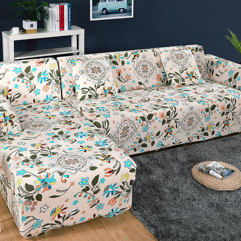 Floral Stretch Sofa Cover for Modular & L-Shape Sofas