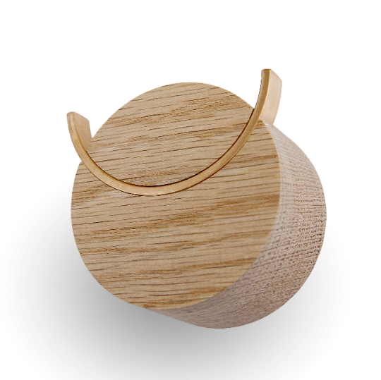 Oak Wood & Brass Wall Hook - Deer Design