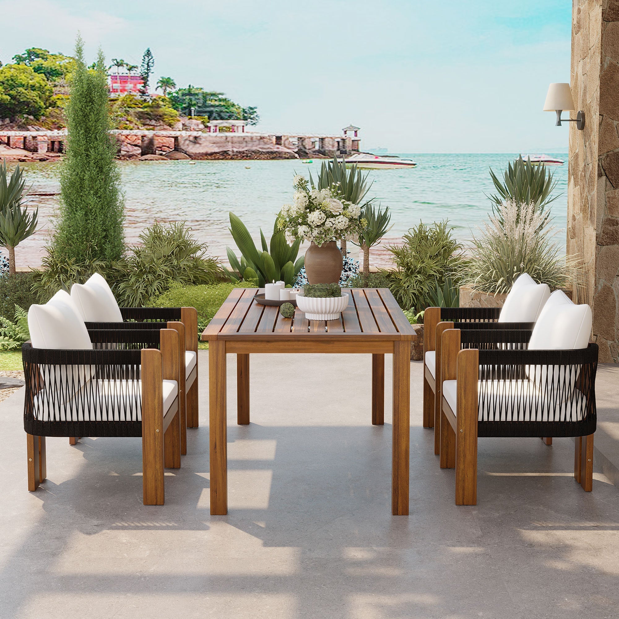 The Acacia Rope Outdoor Dining Set — 4 Seats