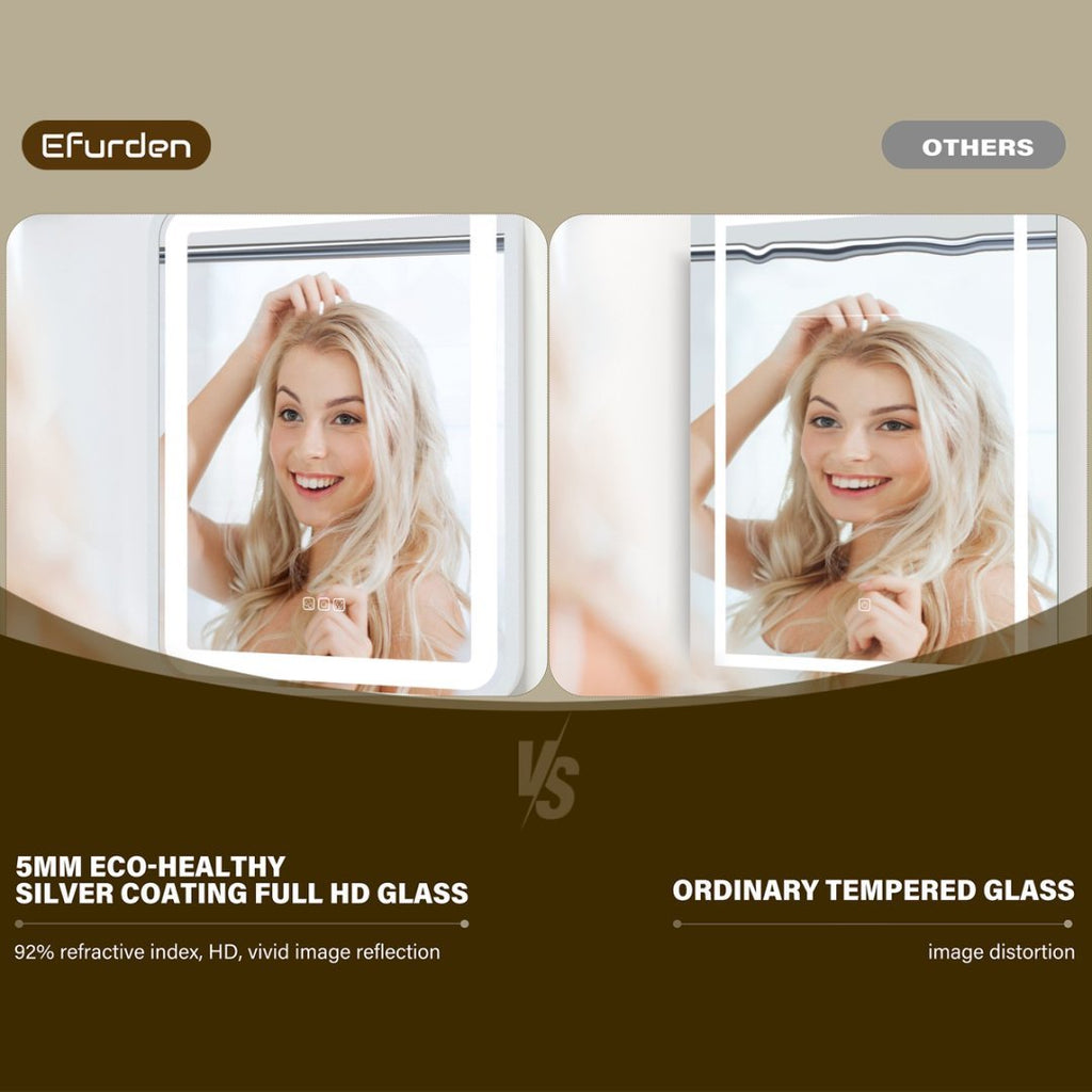 Smart LED Bathroom Mirror — Anti-Fog, Touch Control, 985 × 900mm