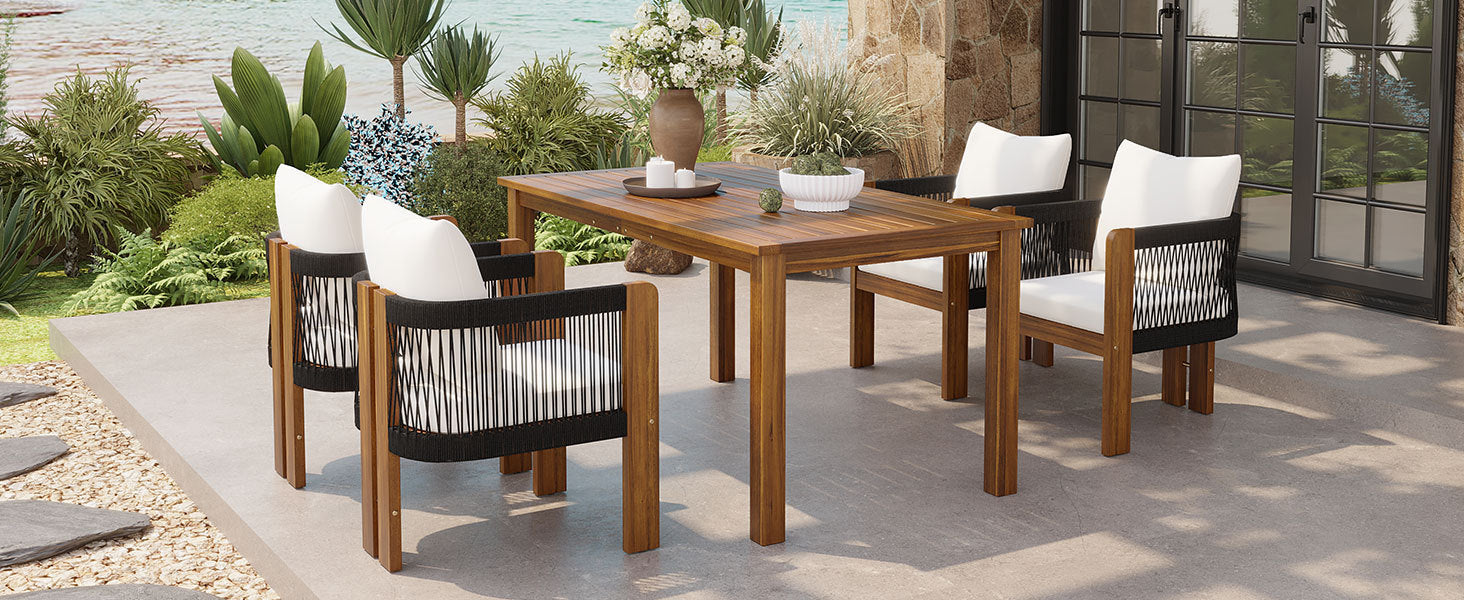 The Acacia Rope Outdoor Dining Set — 4 Seats