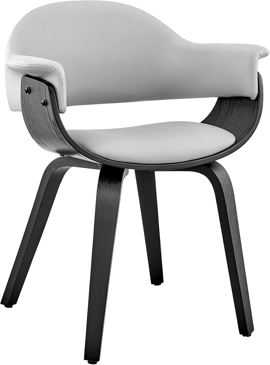 Adalyn Faux Leather Dining Room Accent Chair Gray Black Wood Base