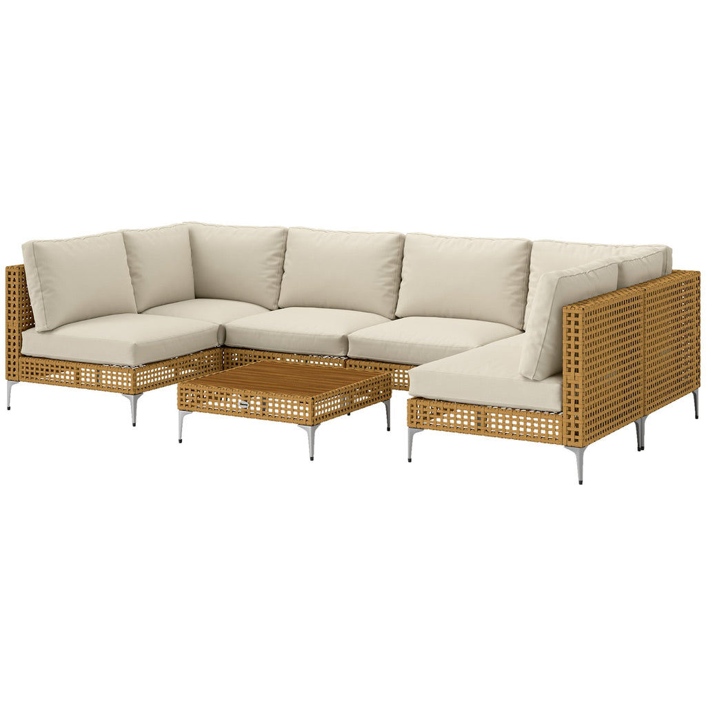 7-Piece Modular Wicker Patio Sectional Set with Coffee Table