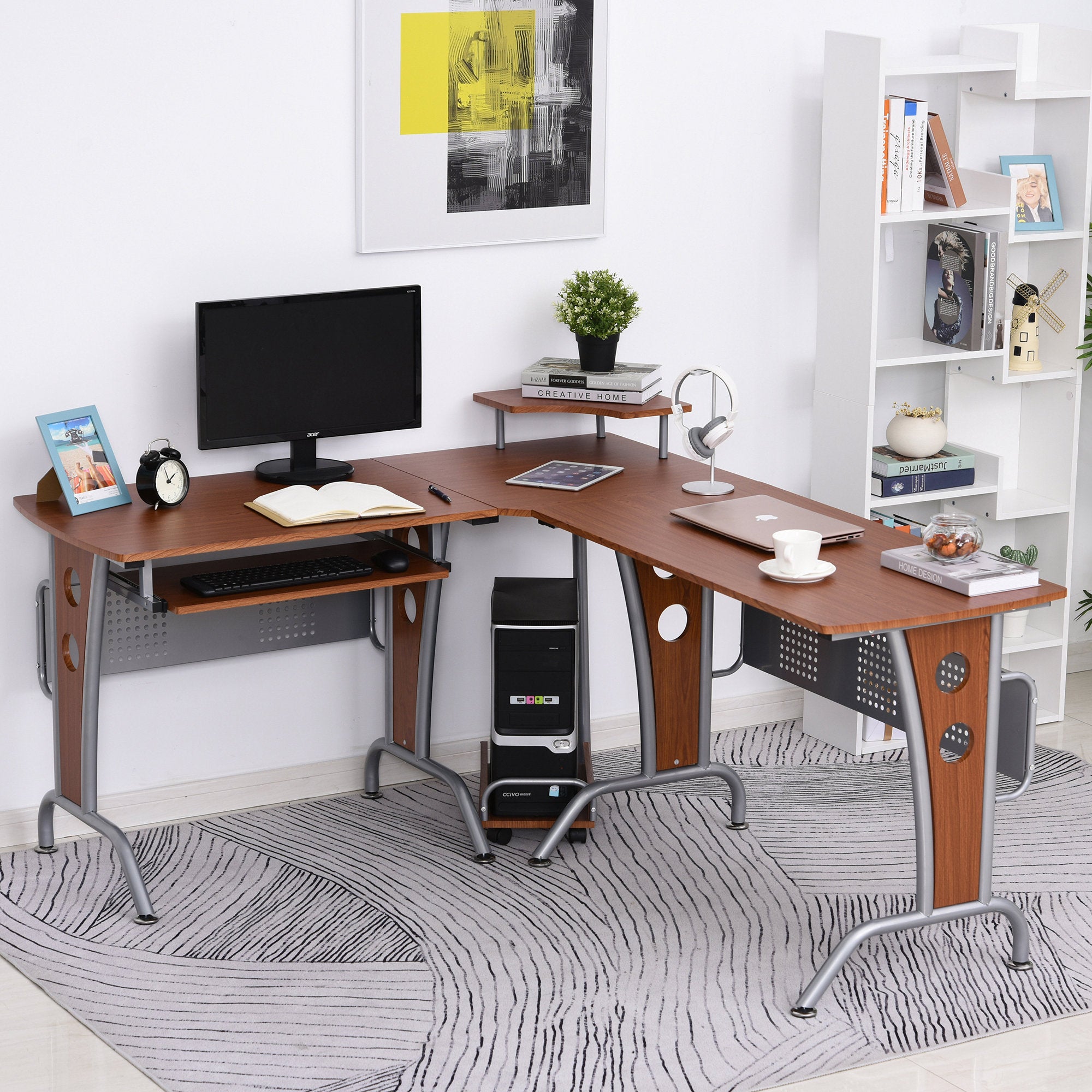 HOMCOM L-Shaped Corner Desk