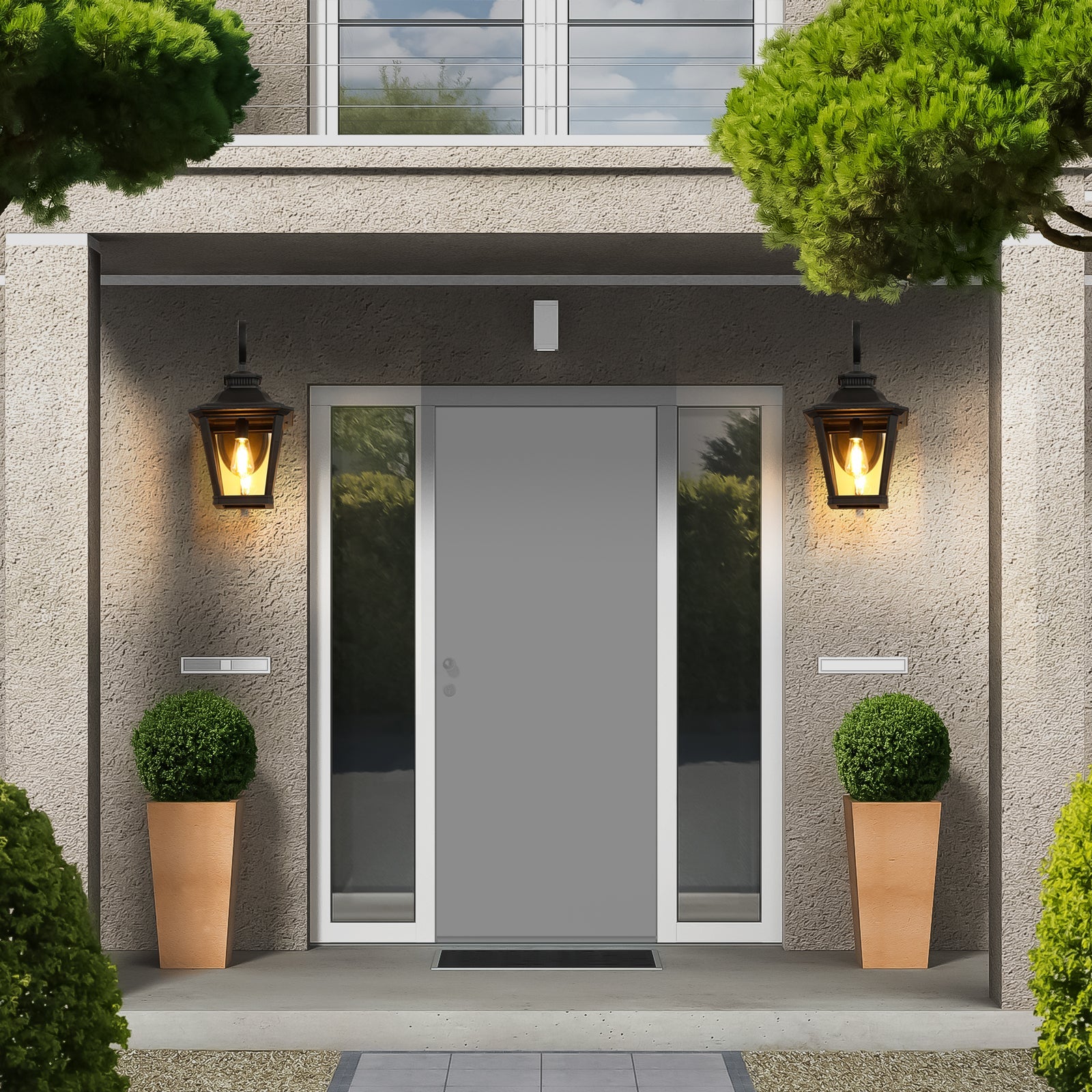 Outdoor Wall Lantern — Black Aluminium & Clear Glass