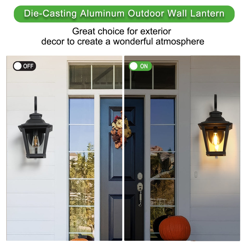 Outdoor Wall Lantern — Black Aluminium & Clear Glass