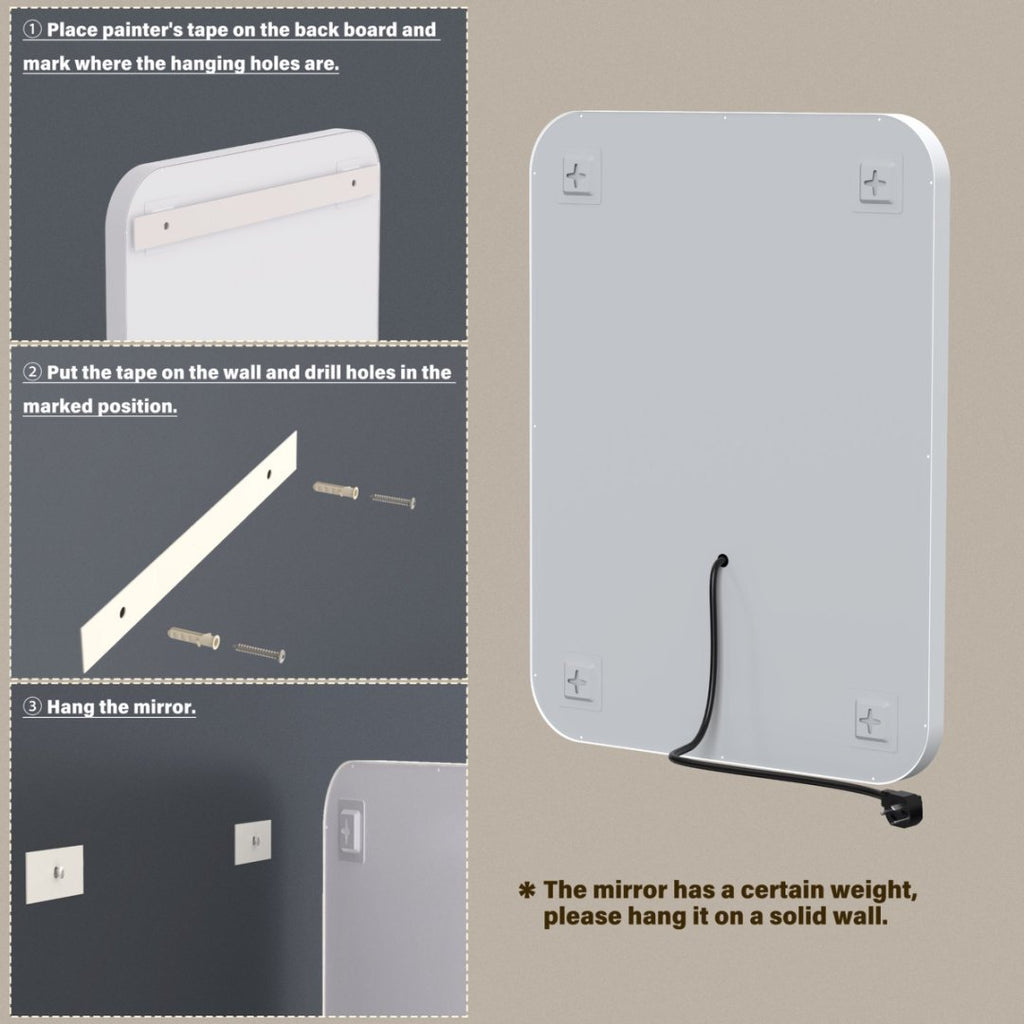 Smart LED Bathroom Mirror — Anti-Fog, Touch Control, 985 × 900mm