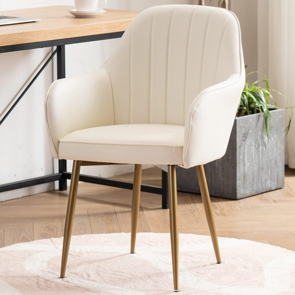 White Velvet Accent Dining Chair Gold Legs
