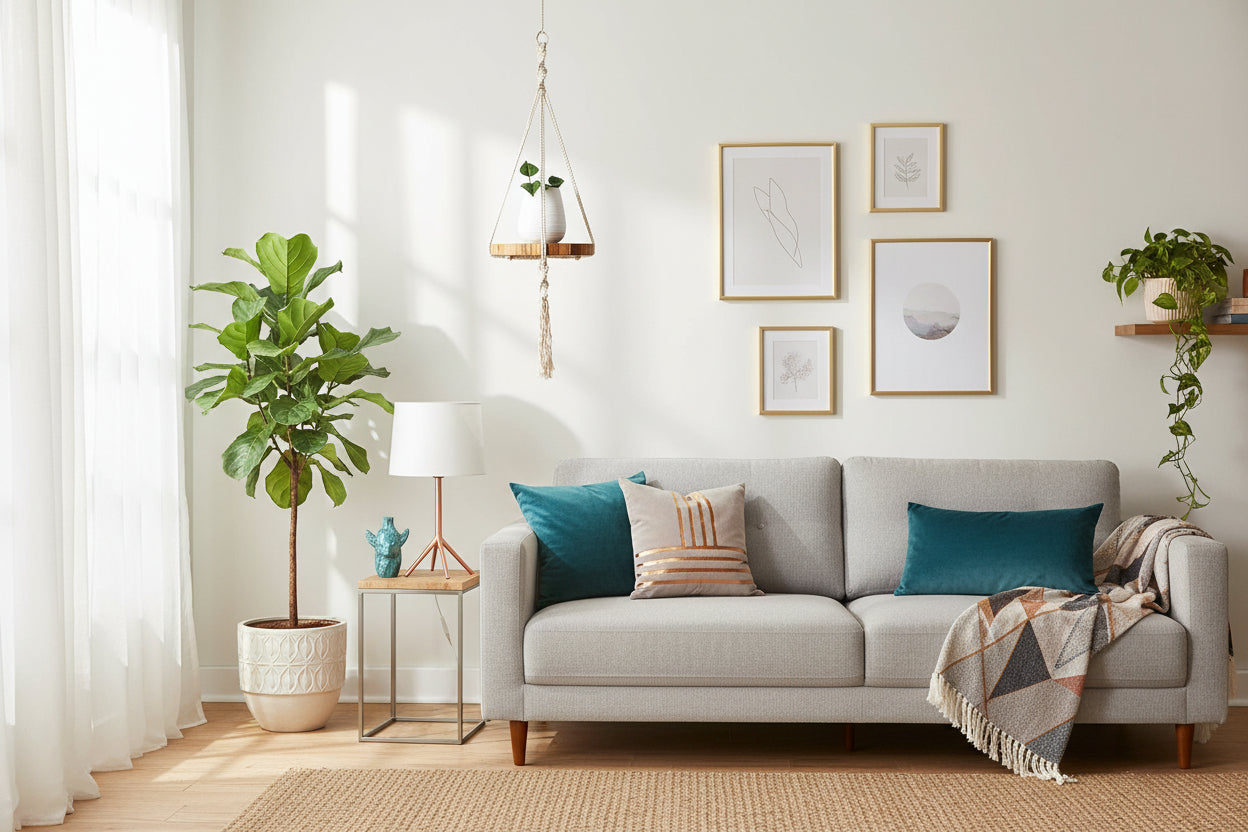 Handcrafted Macrame Plant Hanger with Wooden Tray