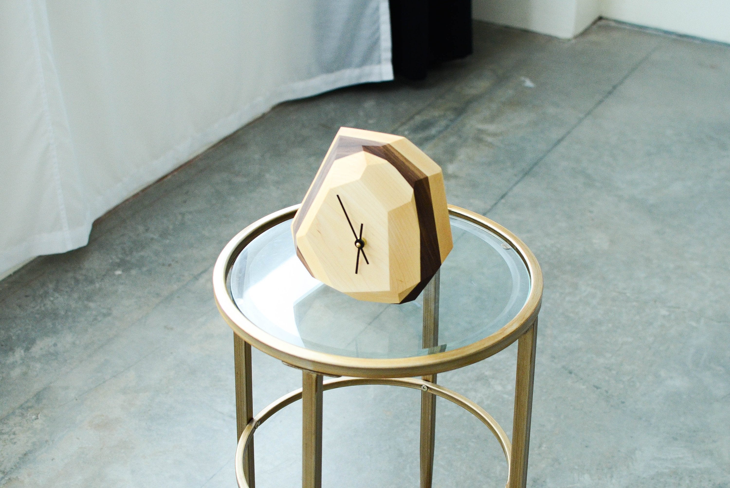 Geometric Hardwood Wall & Table Clock
