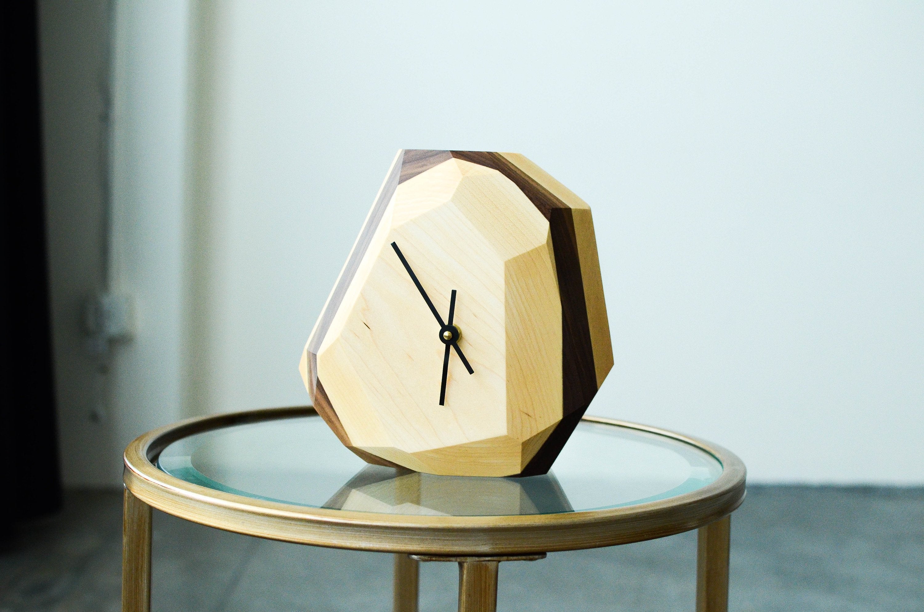 Geometric Hardwood Wall & Table Clock