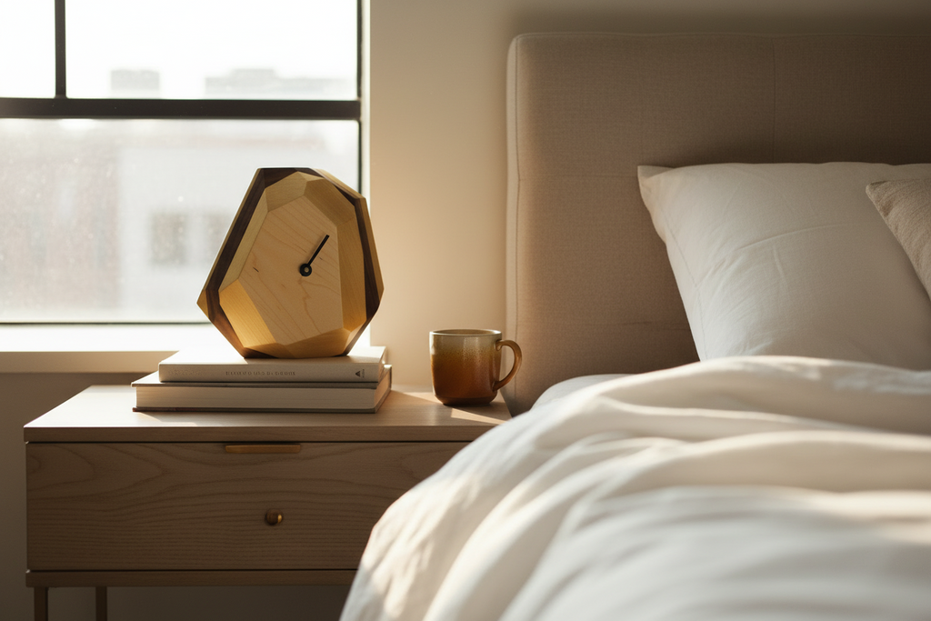 Geometric Hardwood Wall & Table Clock