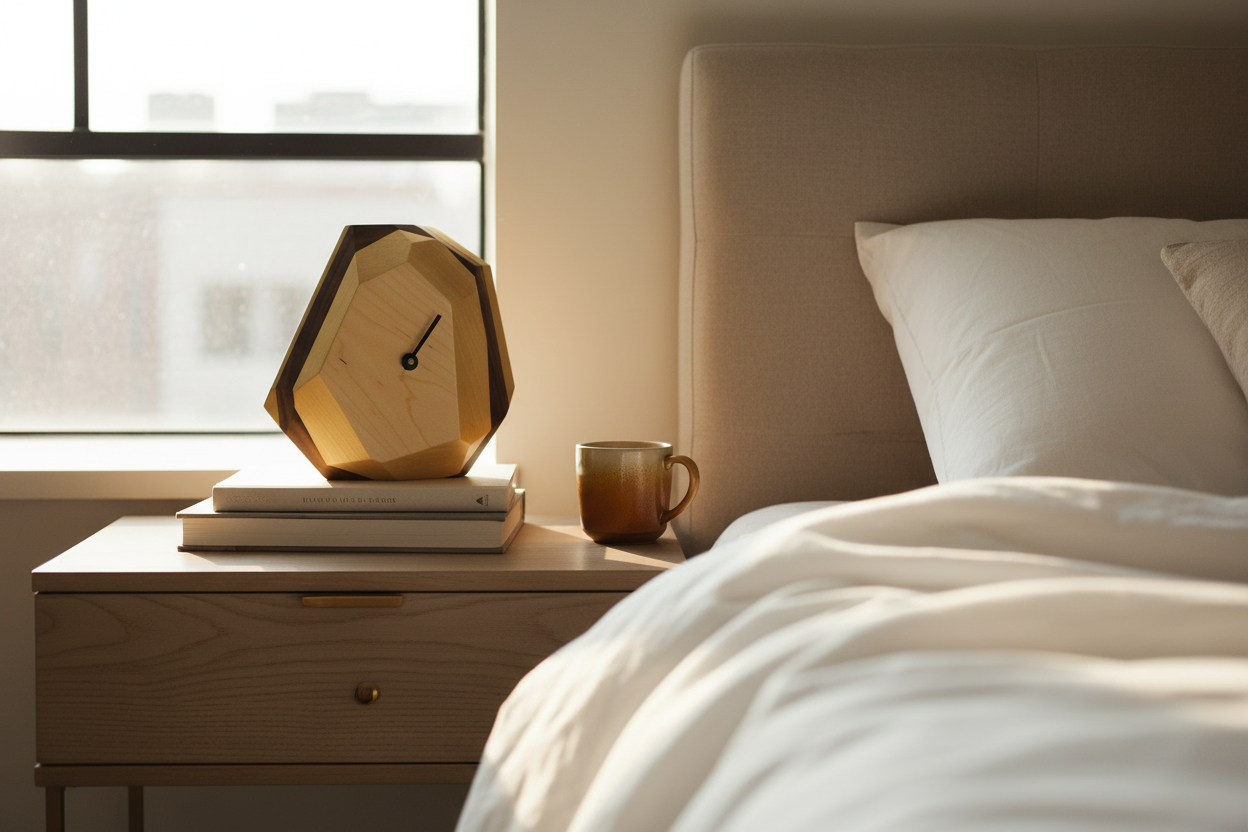 Geometric Hardwood Wall & Table Clock