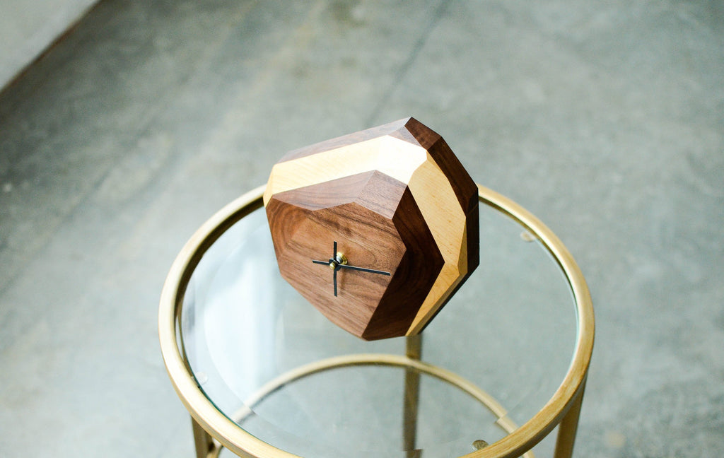 Geometric Hardwood Wall & Table Clock